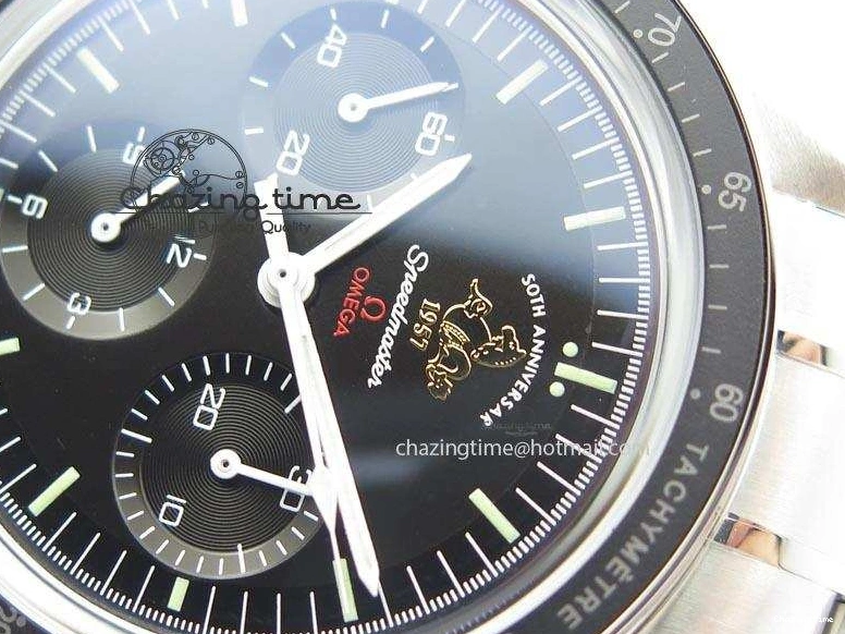 0516 Refined Speedmaster 50th Anniversary Black Dial On SS Bracelet 8232